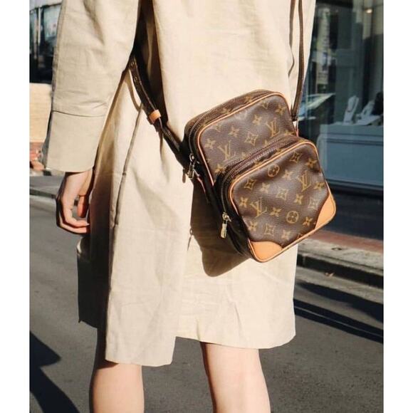 Louis Vuitton Amazon Crossbody Shoulder Bag Brown Tan LV Monogram Vintage Y2K - Picture 13 of 13
